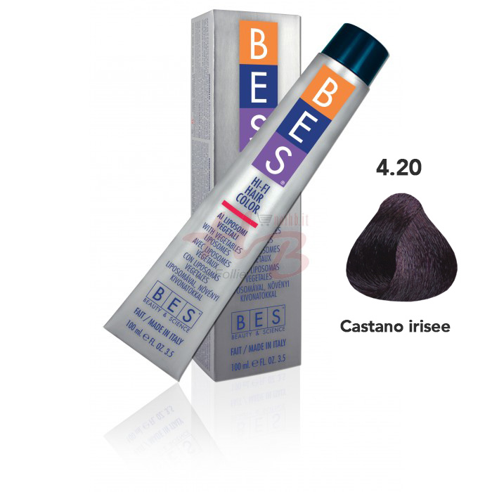 Bes Hi-Fi Hair Color Liposomi vegetali 4.20 CASTANO IRISEE  - Tinta per capelli - 100ml 