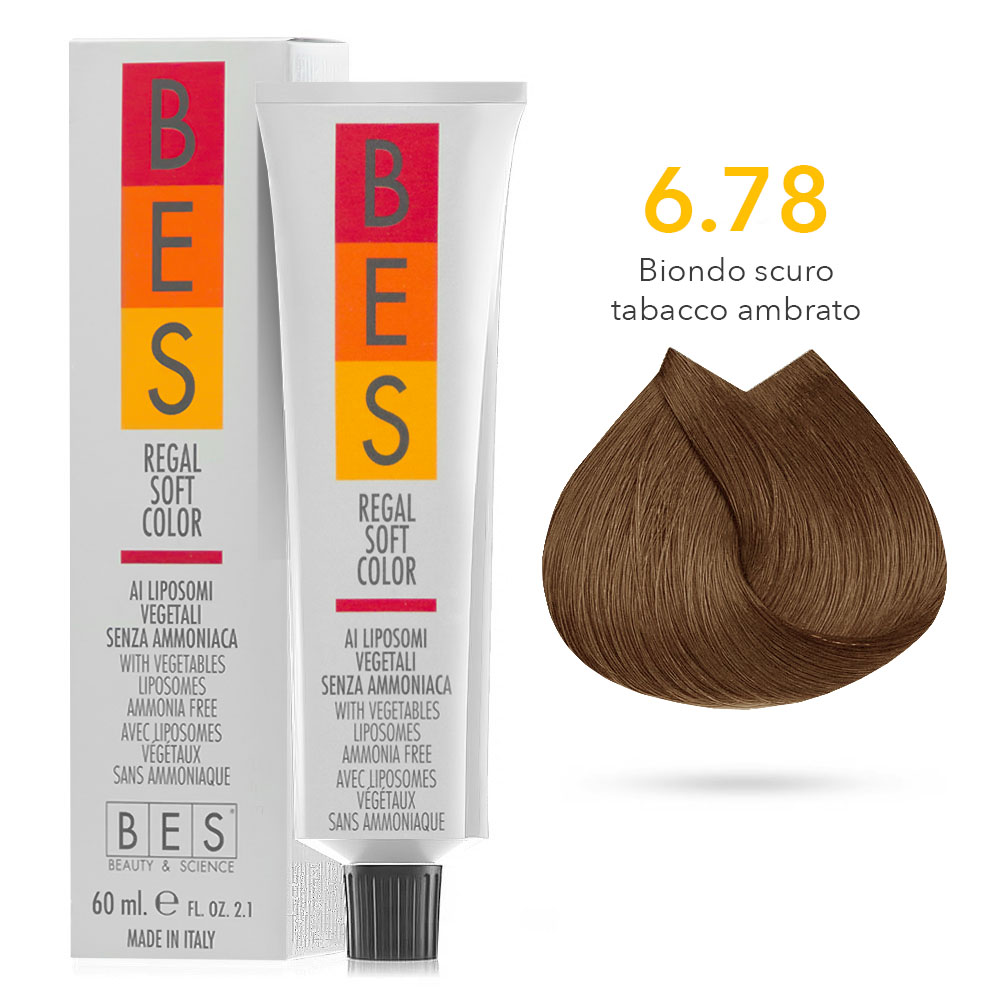 Tinta Riflessante tonalizzante Bes Regal Soft Color Liposomi Vegetali Senza ammoniaca 6.78 BIONDO SCURO TABACCO AMBRATO 60ml