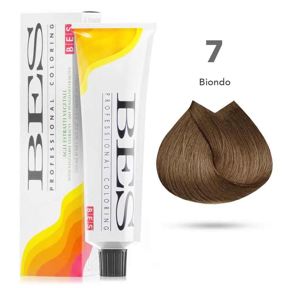 Bes Professional Coloring tinta per capelli estratti vegetali - 7 BIONDO - 100ML