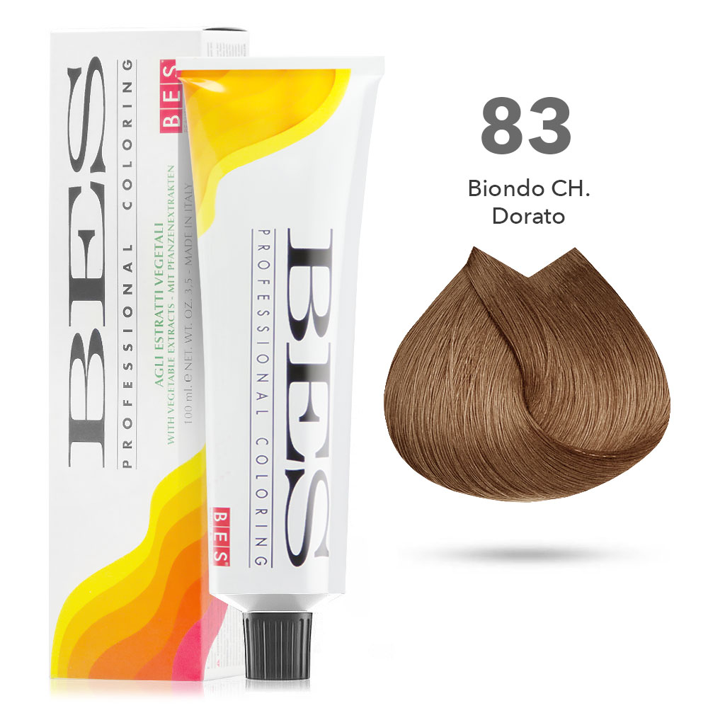 Bes Professional Coloring tinta per capelli estratti vegetali - 83 BIONDO CHIARISSIMO DORATO - 100ML