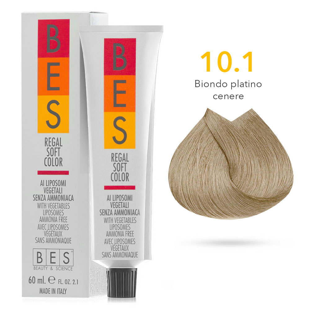 Tinta Riflessante tonalizzante Bes Regal Soft Color Liposomi Vegetali Senza ammoniaca 10.1 BIONDO PLATINO CENERE 60ml