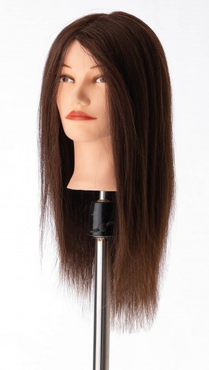 Muster Testina Femminile 40 Cm 100% Capelli Naturali Castano cod.11502